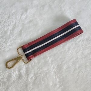 Tartan Twine Detachable Black Red Rust White Striped Wristlet Strap NWT